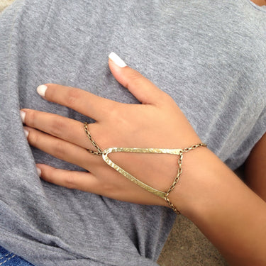 Handcrafted finger ring and hand piece bracelet
