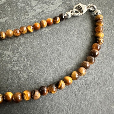 mens necklace with tiny brown beads