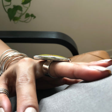 sterling silver hand made ring with turquoise stone