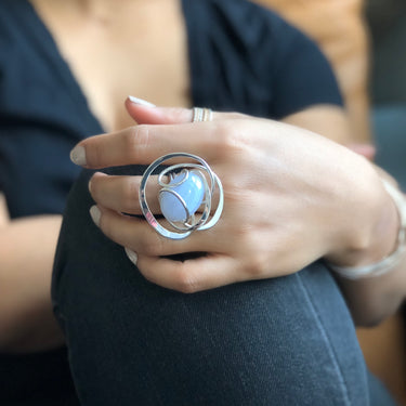 sterling silver BLUE LACE WAVE RING