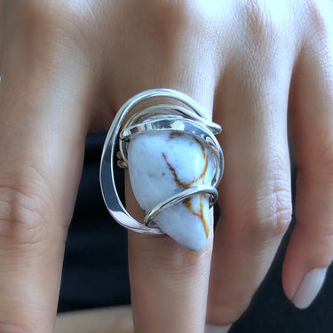 wire wrap BLUE SURF WAVE RING