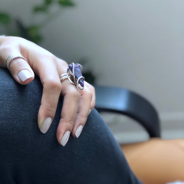 CHAROITE WAVE RING sterling silver gift idea