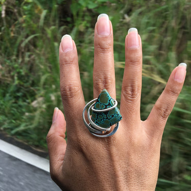 collectible piece turquoise stone wire wrap in sterling silver for a beautiful ring