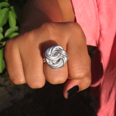 Silver anodized aluminum wire wrap ring.