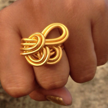 Gold anodized aluminum wire wrap ring.